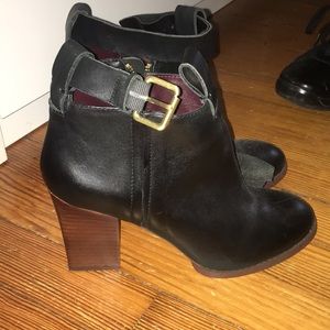 Black leather booties